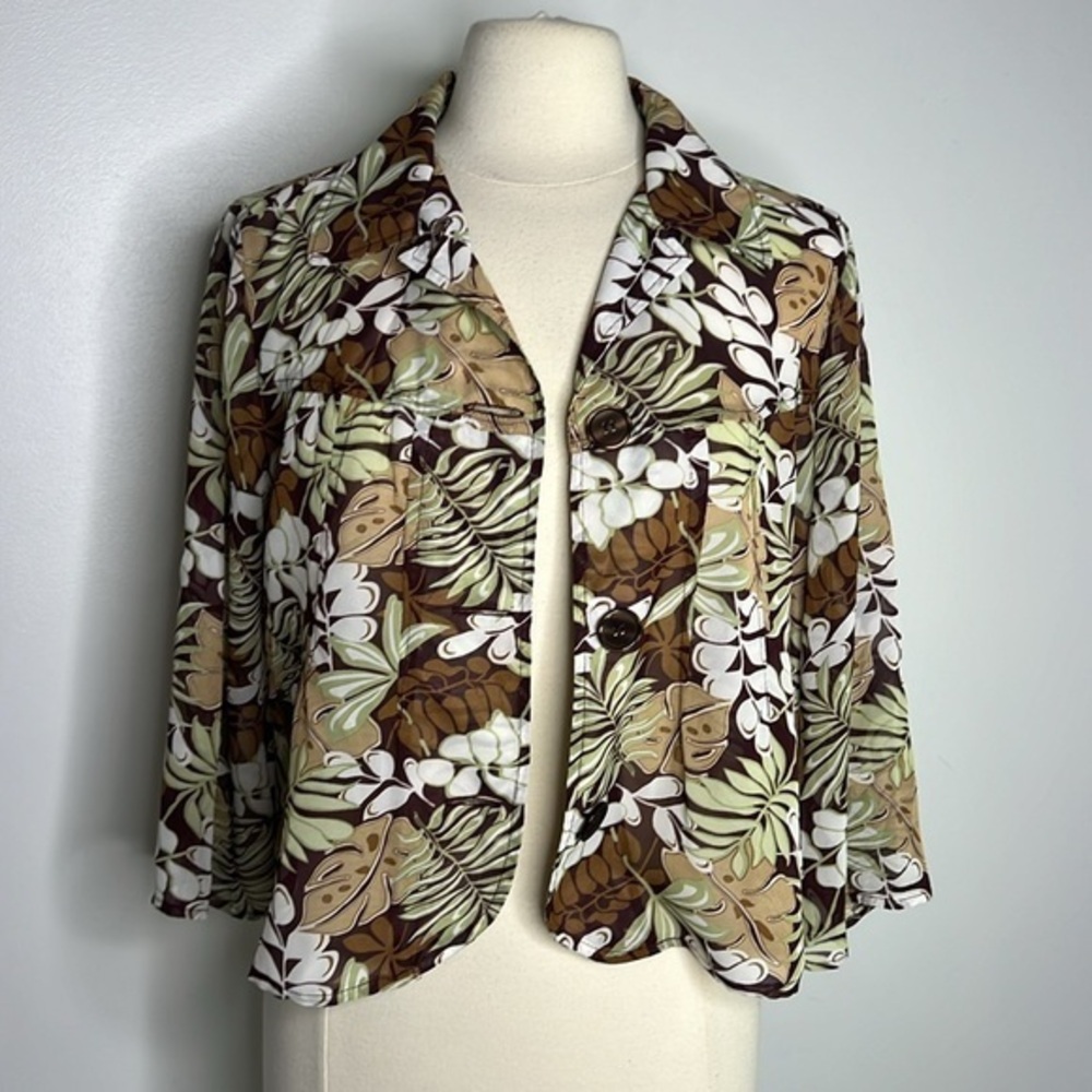 Serenade brown floral semi sheer lightweight jacket  size large
